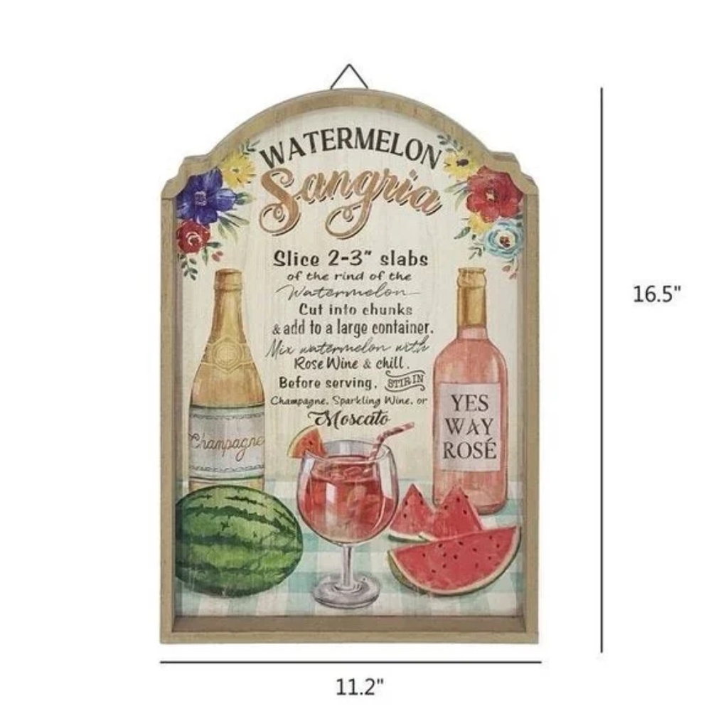 Wall-Hanging Pioneer Woman Watermelon Sangria Recipe Sign 11.2" Wx16.5"H New - Picture 2 of 5